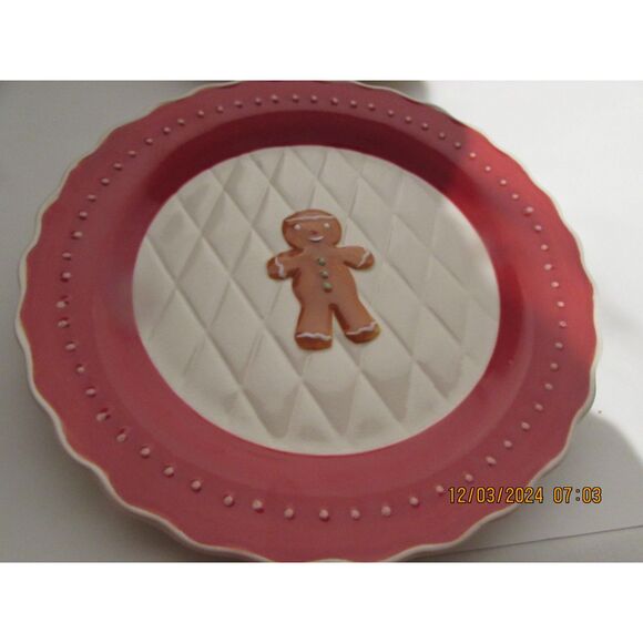 Bonnie Lynn gingerbread man & girl dessert appetizer plates set of 4 - Picture 5 of 7